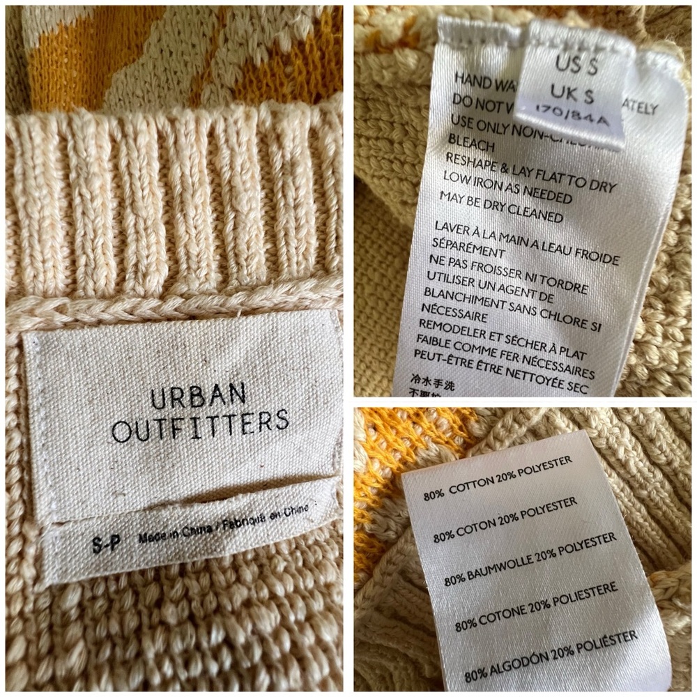 Urban Outfitters Sunshine Landscape Yellow Distressed Sweater Oversized Small - Picture 9 of 11